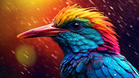 A colorful picture of a bird with a beak. Created by Generative AI Toolsの素材