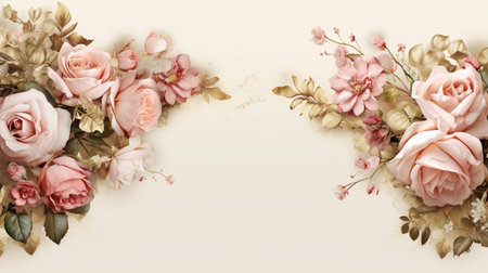 A frame with roses on it. Created by Generative AI Toolsの素材