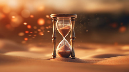 A hourglass with sand in the middle. Created by Generative AI Toolsの素材