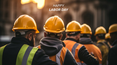 A Group of engineer, architecture, contractor, foreman and workers with safety helmets on labor day. Created by Generative AI Toolsの素材