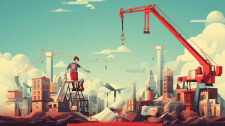 Construction workers working on a construction site. Created by Generative AI Toolsの素材