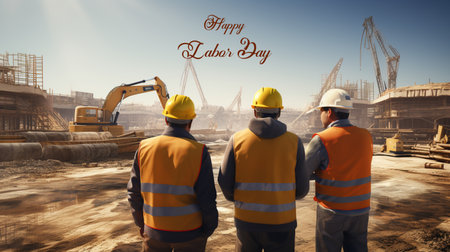 Construction engineers collaborating and supervising a construction project with professionalism. Created by Generative AI Toolsの素材