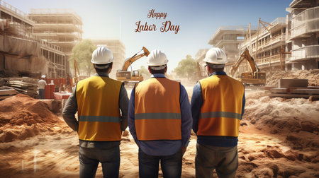 Construction engineers collaborating and supervising a construction project with professionalism. Created by Generative AI Toolsの素材