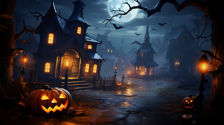 Halloween background in flat design. Created by Generative AI Toolsの素材