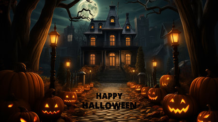 Halloween spooky background. Created by Generative AI Toolsの素材