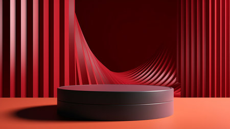 Abstract red platform podium product presentation background, 3d rendering. Created by Generative AI Toolsの素材