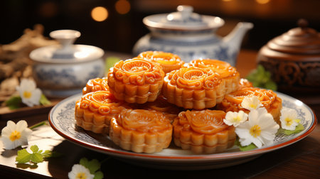 Cantonese Mooncake Recipe. Created by Generative AI Toolsの素材