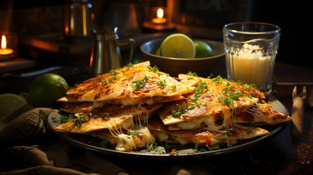 Quesadilla a simple Mexican snack. Created by Generative AI Toolsの素材