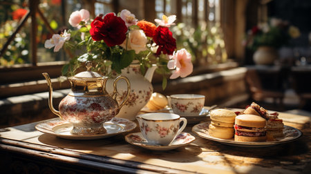 Afternoon Tea in South East England. Created by Generative AI Toolsの素材