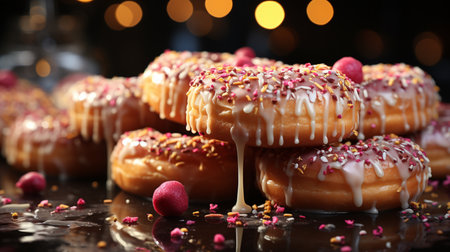 Crispy and Creamy Doughnuts. Created by Generative AI Toolsの素材