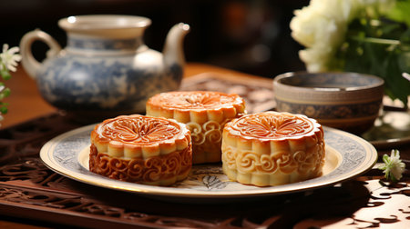 Cantonese Mooncake Recipe. Created by Generative AI Toolsの素材