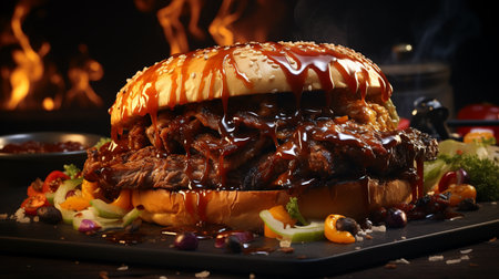 Pulled Pork American barbecue dish. Created by Generative AI Toolsの素材