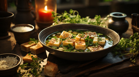 Miso Soup recipe. Created by Generative AI Toolsの素材