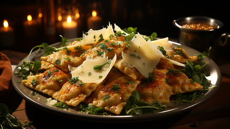 Ravioli an Italian pasta recipe. Created by Generative AI Toolsの素材