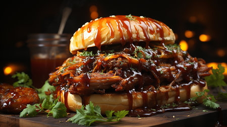 Pulled Pork American barbecue dish. Created by Generative AI Toolsの素材