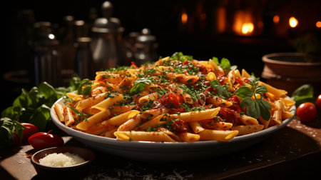 Penne Italian pasta. Created by Generative AI Toolsの素材
