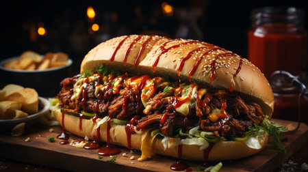 Pulled Pork American barbecue dish. Created by Generative AI Toolsの素材