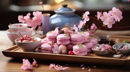 Wagashi a traditional Japanese sweets. Created by Generative AI Toolsの素材