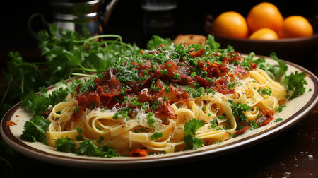 Pasta carbonara recipe. Created by Generative AI Toolsの素材