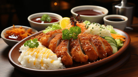 Tonkatsu Japanese fried pork cutlet. Created by Generative AI Toolsの素材