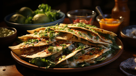 Quesadilla a simple Mexican snack. Created by Generative AI Toolsの素材