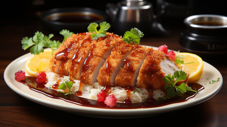 Tonkatsu Japanese fried pork cutlet. Created by Generative AI Toolsの素材