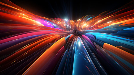 3d render, abstract multicolor spectrum background, bright orange blue neon rays and colorful glowing lines. Created by Generative AI Toolsの素材