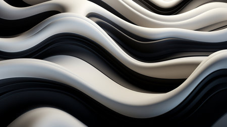 Abstract black and white wavy stripes background. Created by Generative AI Toolsの素材