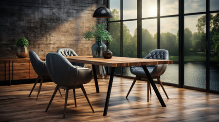 Chair and modern table interior indoor. Generative AIの素材