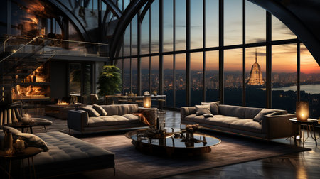 A striking image showcasing the luxurious and sophisticated design of a highend executive suite. Generative AIの素材