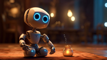 A robot with a light on it. Created by Generative AI Toolsの素材