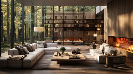 Modern living room interior design. Generative AIの素材