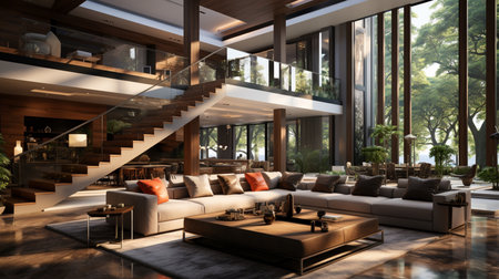 Modern home interior with elegant design and comfort. Generative AIの素材