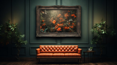 Wall view of photo frame as interior decoration. Generative AIの素材