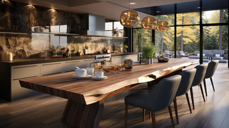 Elegance and luxury in modern domestic kitchen. Generative AIの素材