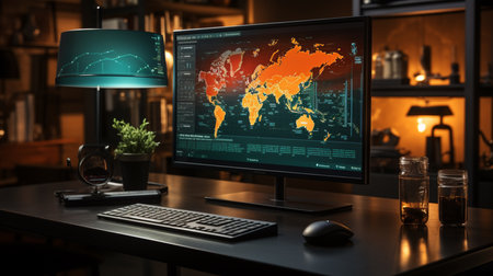 A computer monitor with a graph on it. Generative AIの素材