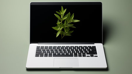 Minimalist Blank Laptop Mockup Create Your Branding. Generative AIの素材