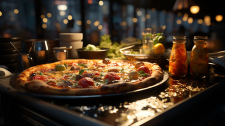 A Slice of Life in a Bustling Pizzeria. Generative AIの素材