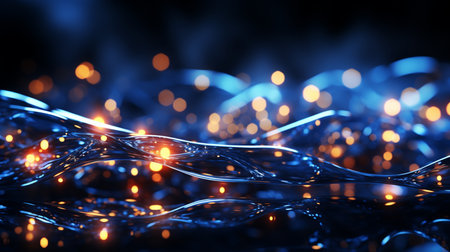 Futuristic backdrop of blue abstract molecular motion. Generative AIの素材