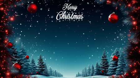 A Christmas tree with red balls on it. Generative AIの素材