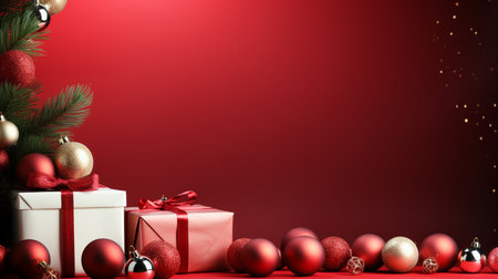 Christmas day background with bubbles and gift boxes. Generative AIの素材