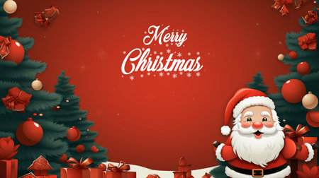 Christmas day background illustration with Santa Claus. Generative AIの素材