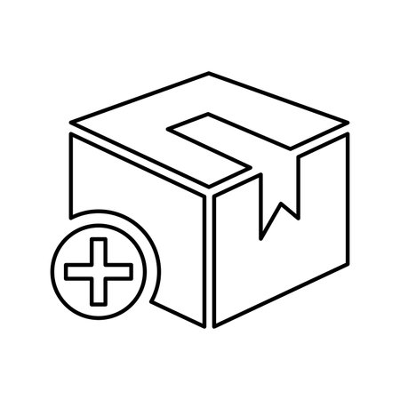 Add product, add, box icon. Outline vectorのイラスト素材