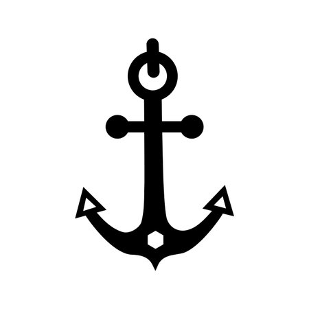 Anchor, nautical, ship icon. Black vector design