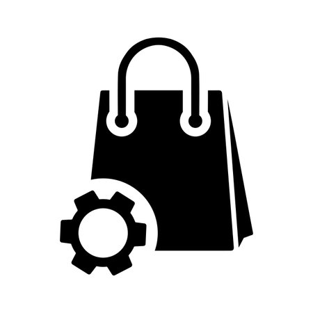 Bag setting, setting, shopping bag icon. Black vector designのイラスト素材