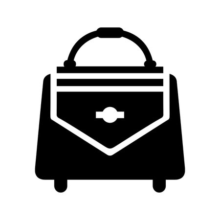 Bag, handbag, ladies bag icon. Black vector design.のイラスト素材