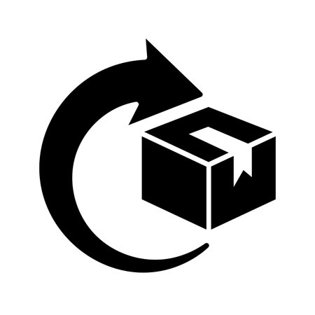 Box, delivery return icon. Black vector designのイラスト素材