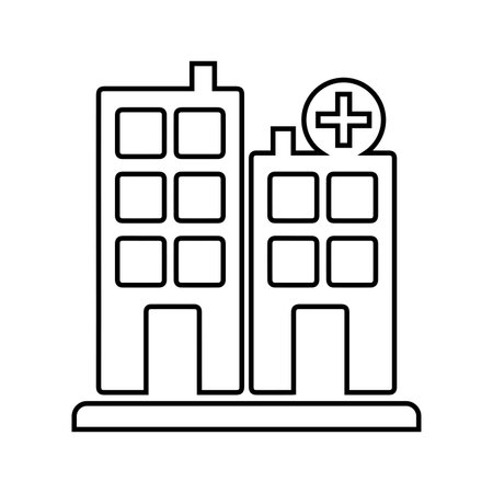 Hospital building, hospital, clinic, healthcare icon. Outline vector design.のイラスト素材