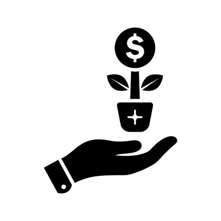 Business development, financial growth icon. Black vector illustration.のイラスト素材