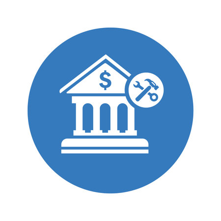 Bank renovate, renovation, repair icon. Rounded vector designのイラスト素材